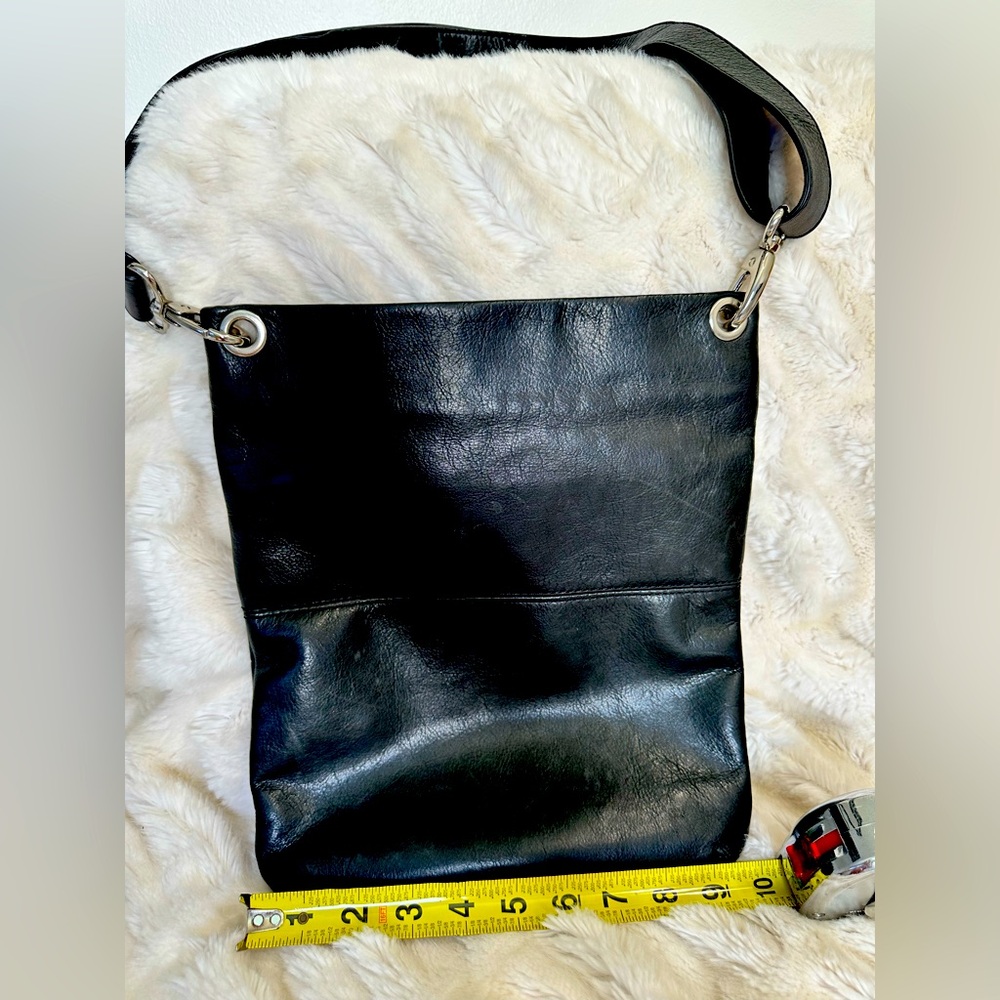 Black Leather Cross body Shoulder Bag